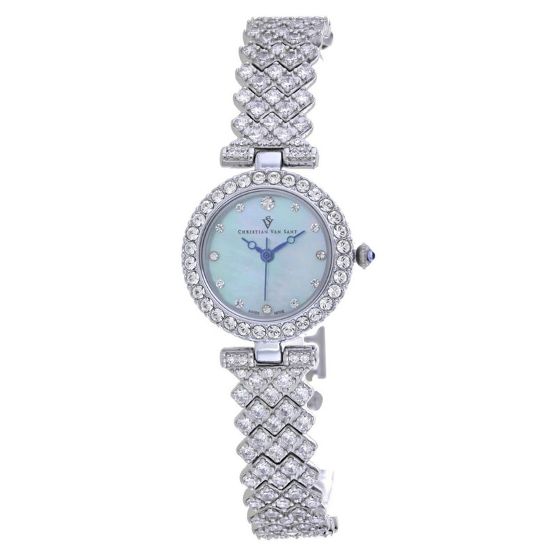 Christian Van Sant Women's Romana CV2952 Bracelet Blue Dial Quartz Movement Jewelry Clasp 25mm Round Watch