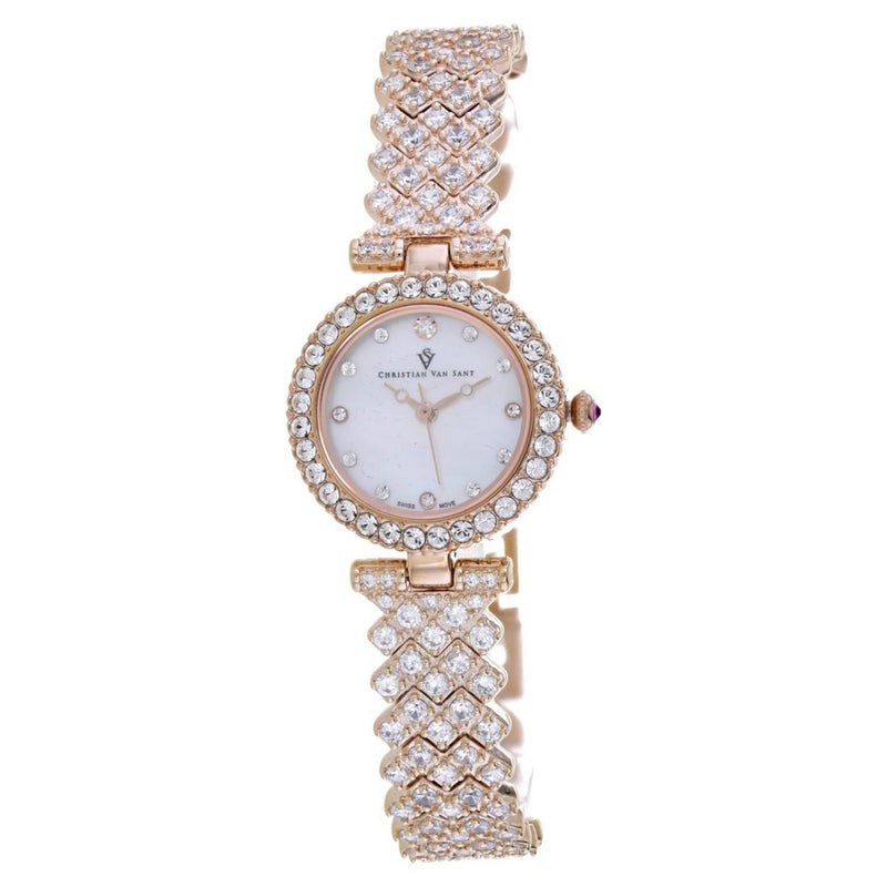Christian Van Sant Women's Romana CV2953 Bracelet White Dial Quartz Movement Jewelry Clasp 25mm Round Watch