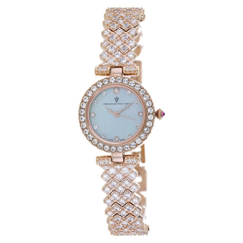 Christian Van Sant Women's Romana CV2955 Bracelet Blue Dial Quartz Movement Jewelry Clasp 25mm Round Watch