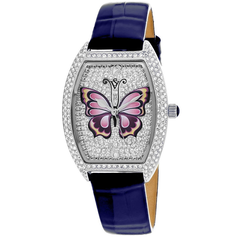 Christian Van Sant Women's Papillon CV4871BL Strap Silver Dial Quartz Movement Buckle Clasp 36mm Tonneau Watch