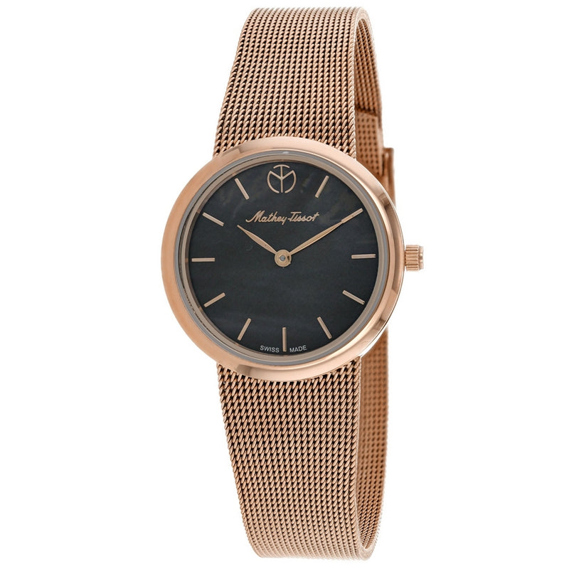 Mathey Tissot Women's Milly D403PN Bracelet Black Dial Quartz Movement Jewelry Clasp 30mm Round Watch