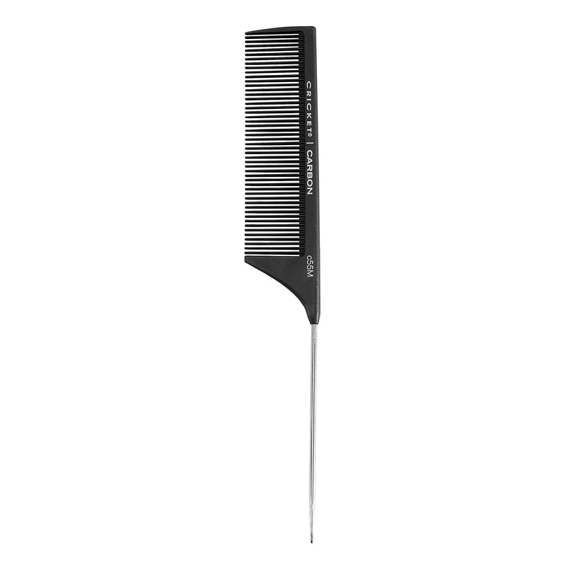 Cricket Carbon Comb Seamless Medium Tooth Pattern Metal Rattail C55 Unisex Gift Set