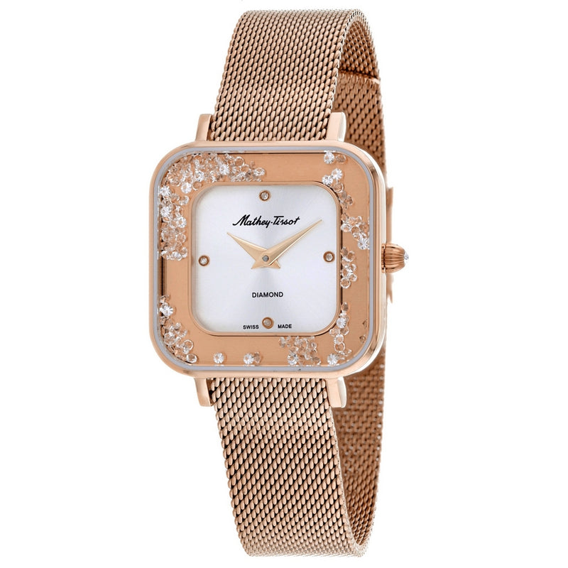 Mathey Tissot Women's Gemina D984SPI Bracelet Silver Dial Quartz Movement Jewelry Clasp 28mm Square Watch