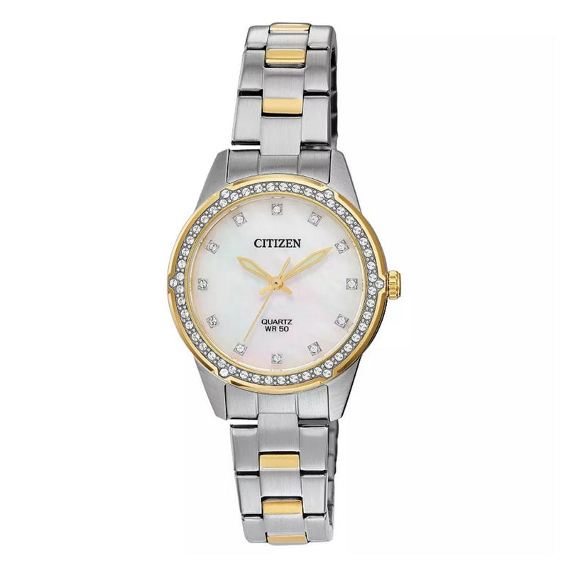 Citizen Women's Accent ER0224-51D Bracelet White Dial Quartz Movement Fold over Clasp 30mm Round Watch