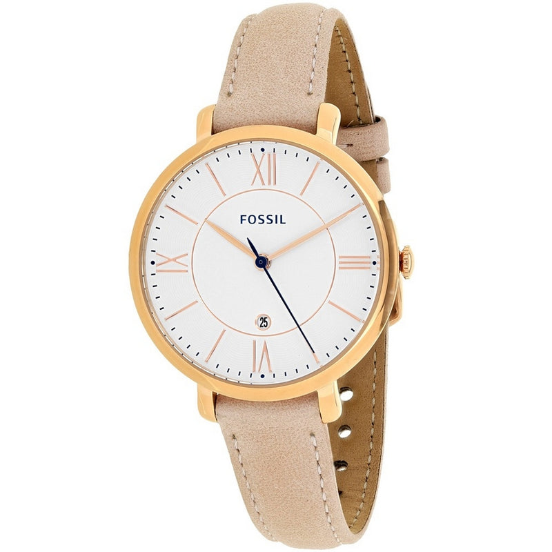 Fossil Women's Jacqueline ES3988 Strap White Dial Quartz Movement Buckle Clasp 36mm Round Watch