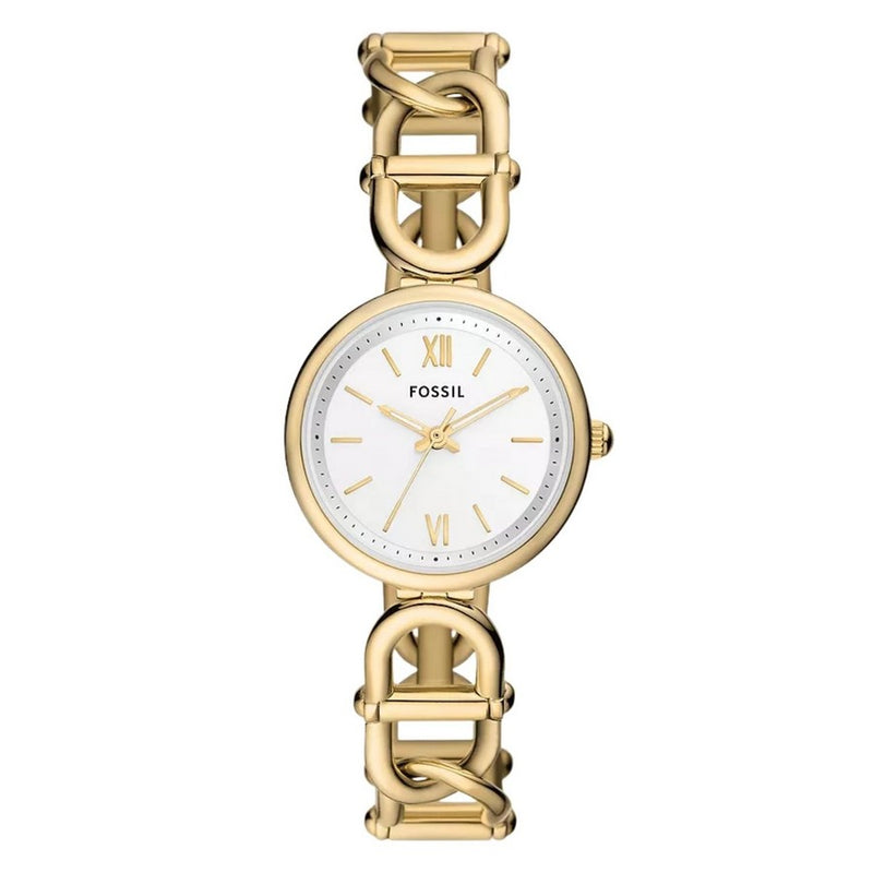 Fossil Women's Carlie ES5272 Bracelet White Dial Quartz Movement Fold over Clasp 30mm Round Watch
