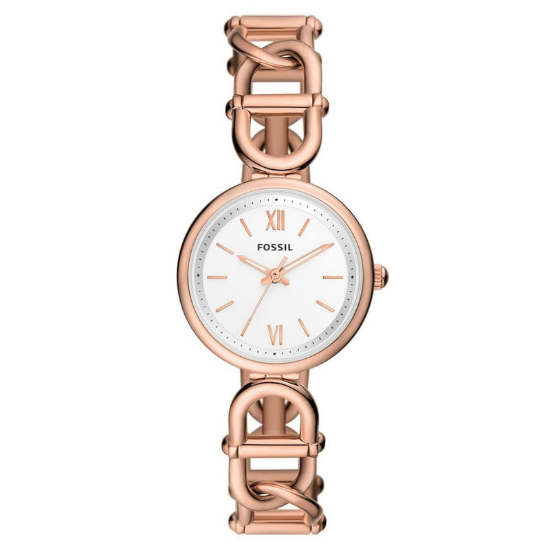 Fossil Women's Carlie ES5273 Bracelet Silver Dial Quartz Movement Jewelry Clasp 30mm Round Watch