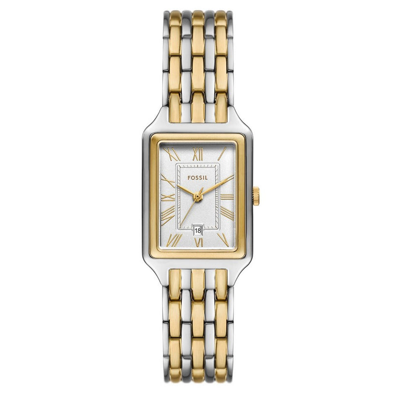 Fossil Women's Raquel ES5368 Bracelet Silver Dial Quartz Movement Fold over Clasp 23mm Rectangular Watch
