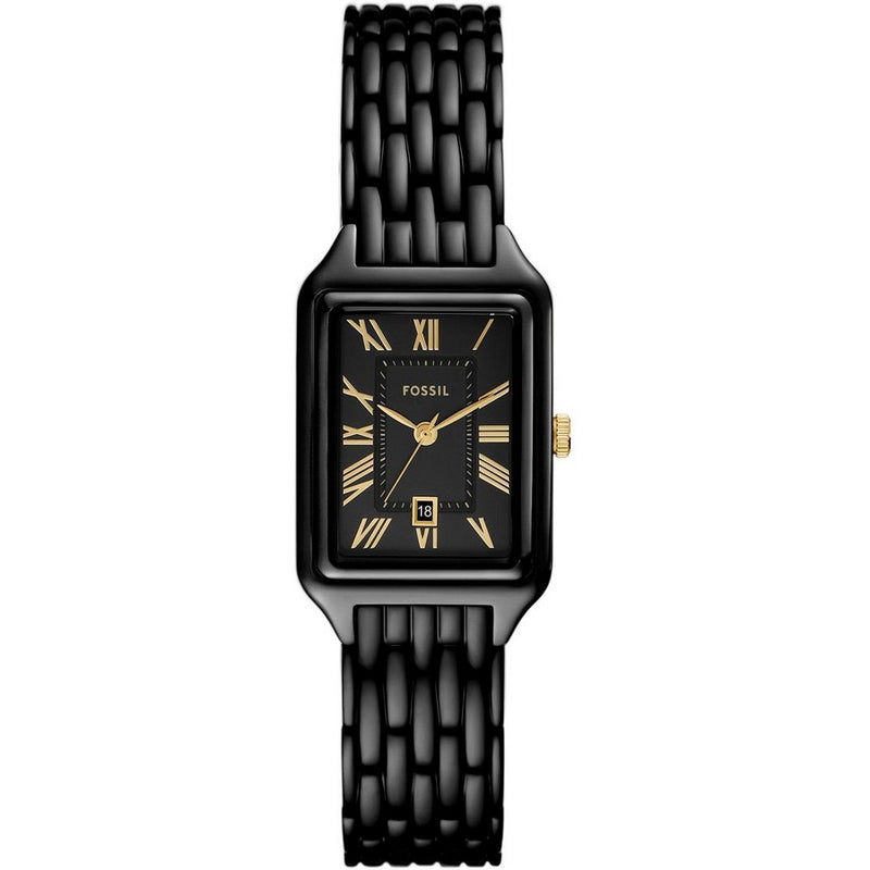 Fossil Women's Raquel ES5385 Bracelet Black Dial Quartz Movement Deployment Clasp 23mm Rectangle Watch