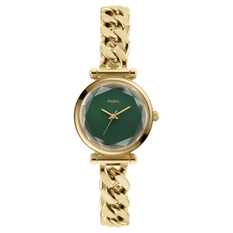 Fossil Women's Carlie ES5441 Bracelet Green Dial Quartz Movement Fold over Clasp 28mm Round Watch