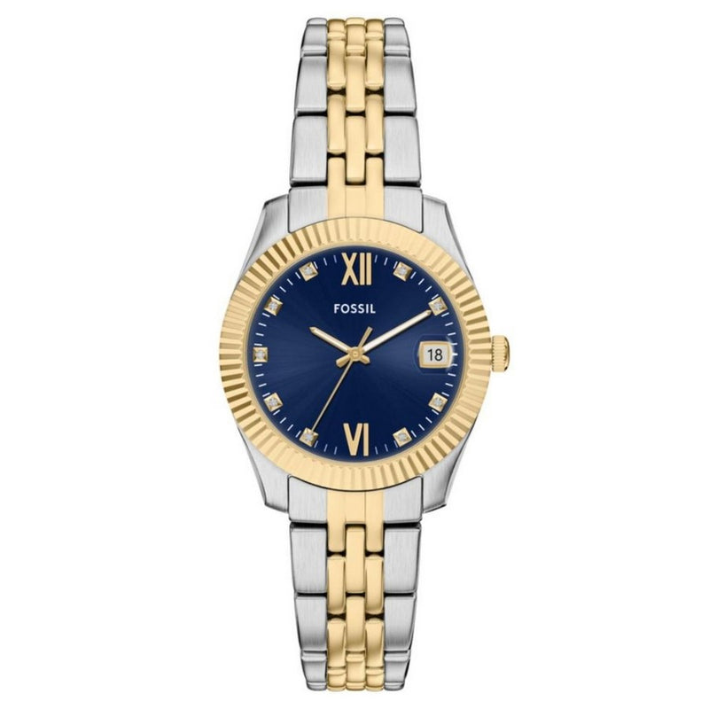 Fossil Women's Scarlette ES5443 Bracelet Blue Dial Quartz Movement Fold over Clasp 32mm Round Watch