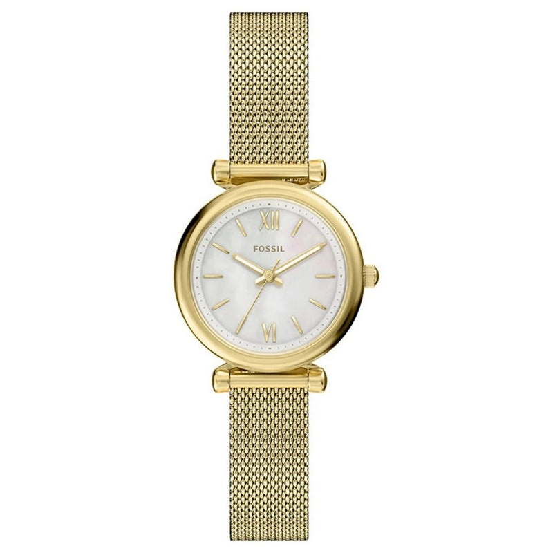 Fossil Women's Carlie Mini ES5462 Bracelet White Dial Quartz Movement Sliding Clasp 28mm Round Watch