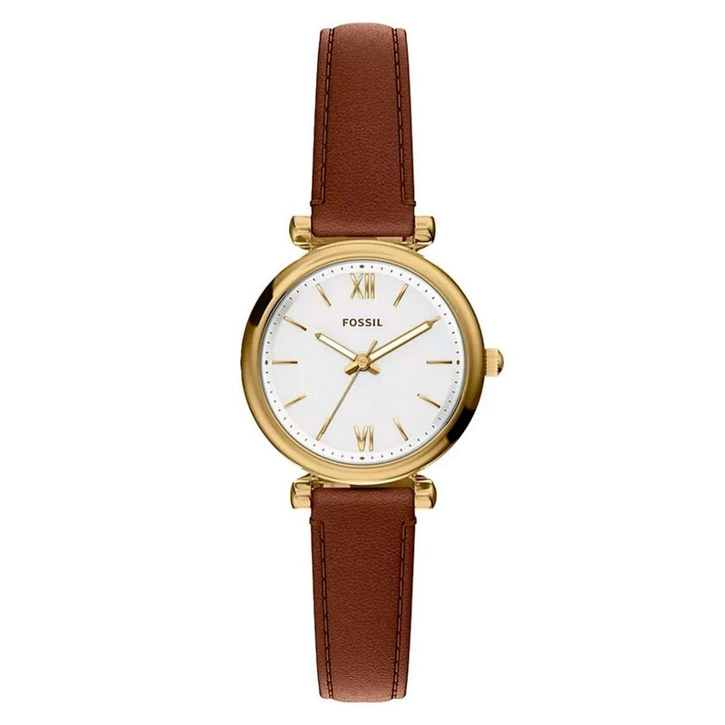 Fossil Women's Carlie ES5464 Strap White Dial Quartz Movement Buckle Clasp 28mm Round Watch