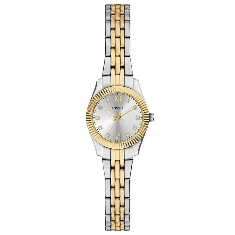 Fossil Women's Scarlette Mini ES5473 Bracelet Silver Dial Quartz Movement Fold over Clasp 20mm Round Watch
