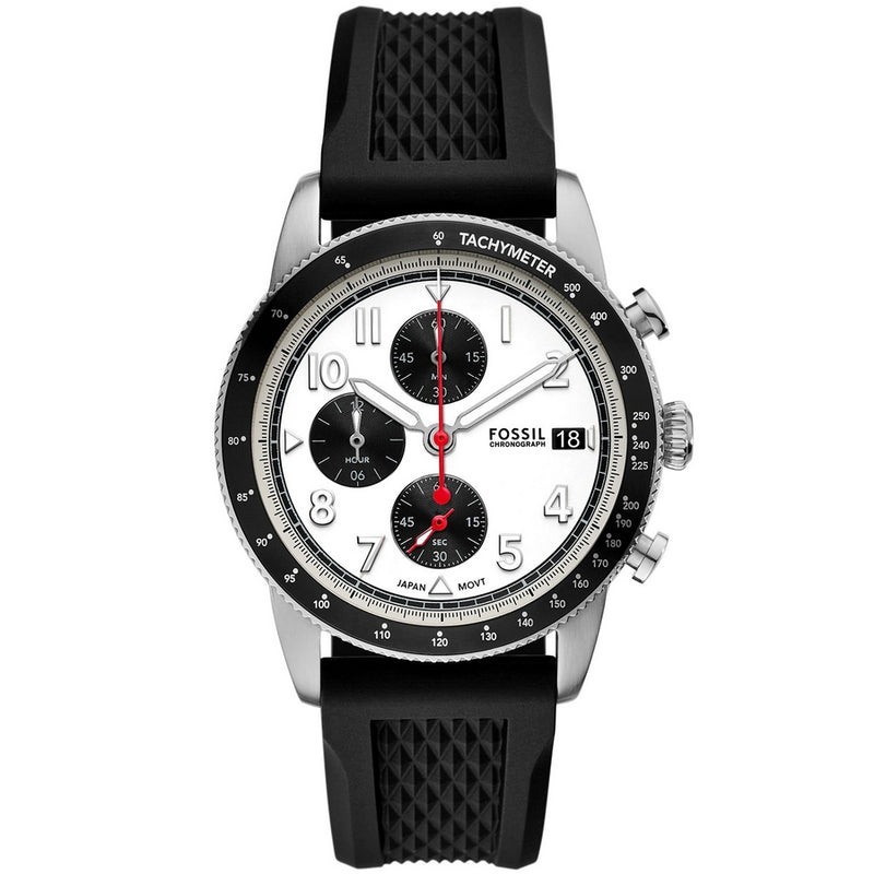Fossil Men's Sport Tourer FS6087 Strap White Dial Quartz Movement Buckle Clasp 42mm Round Watch