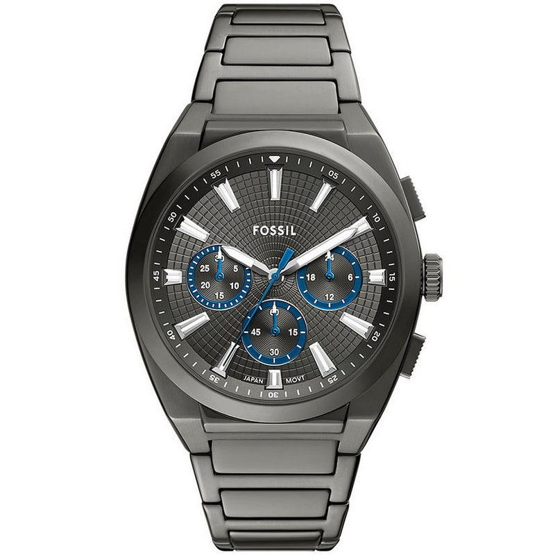 Fossil Men's Everett Chronograph FS6107 Bracelet Grey Dial Quartz Movement Foldover Clasp 44mm Round Watch
