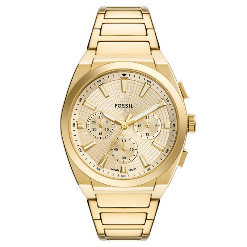 Fossil Men's Everett FS6119 Bracelet Gold Dial Quartz Movement Fold over Clasp 44mm Round Watch