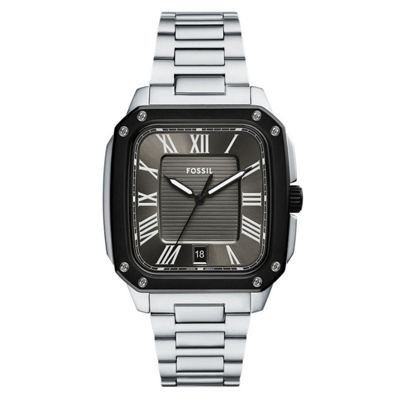 Fossil Men's Crosby FS6122 Bracelet Grey Dial Quartz Movement Fold over Clasp 42mm Rectangular Watch