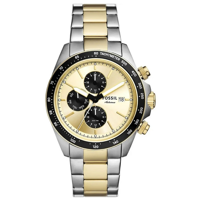 Fossil Men's Autocross FS6126 Bracelet Gold Dial Quartz Movement Fold over Clasp 42mm Round Watch