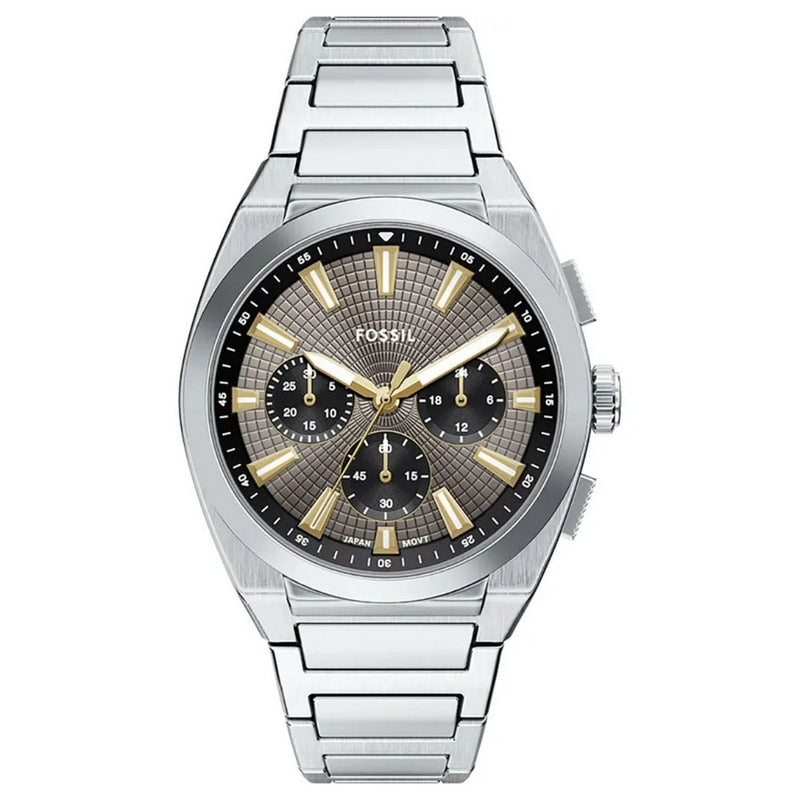 Fossil Men's Everett FS6128 Bracelet Grey Dial Quartz Movement Fold over Clasp 44mm Round Watch