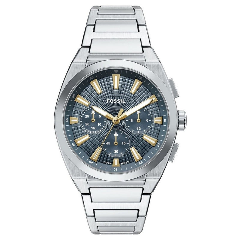 Fossil Men's Autocross FS6154 Bracelet Blue Dial Quartz Movement Fold over Clasp 42mm Round Watch