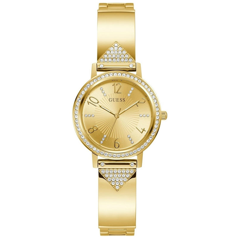 Guess Women's Tri Luxe GW0474L2 Bracelet Gold Dial Quartz Movement Foldover Clasp 32mm Round Watch