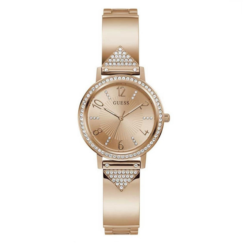 Guess Women's Tri Luxe GW0474L3 Bracelet Rose gold Dial Quartz Movement Fold over Clasp 32mm Round Watch