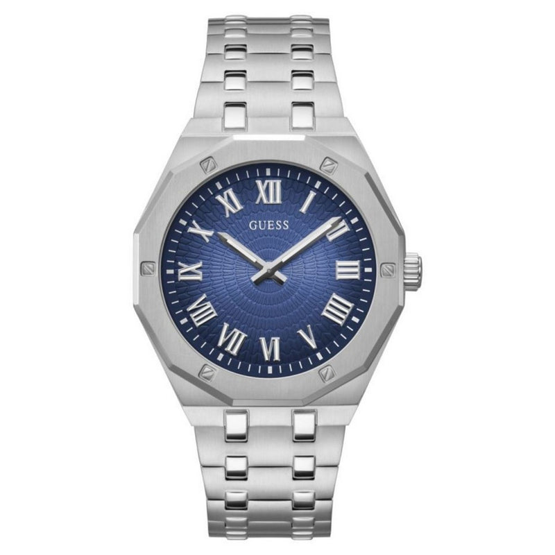 Guess Men's Asset GW0575G4 Bracelet Blue Dial Quartz Movement Fold over Clasp 43mm Round Watch