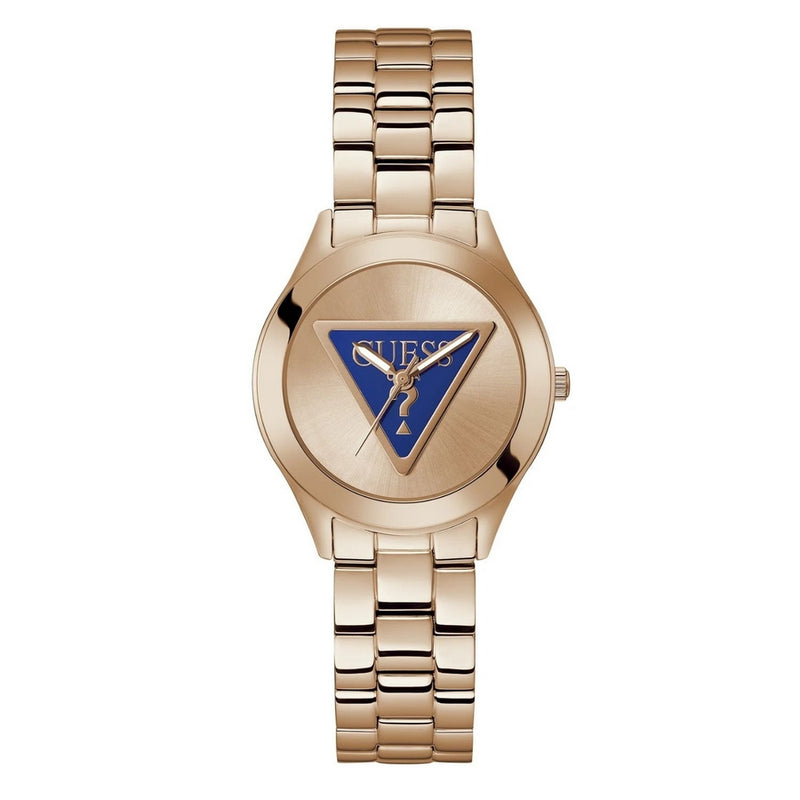Guess Women's Tri Plaque GW0675L3 Bracelet Rose gold Dial Quartz Movement Fold over Clasp 34mm Round Watch