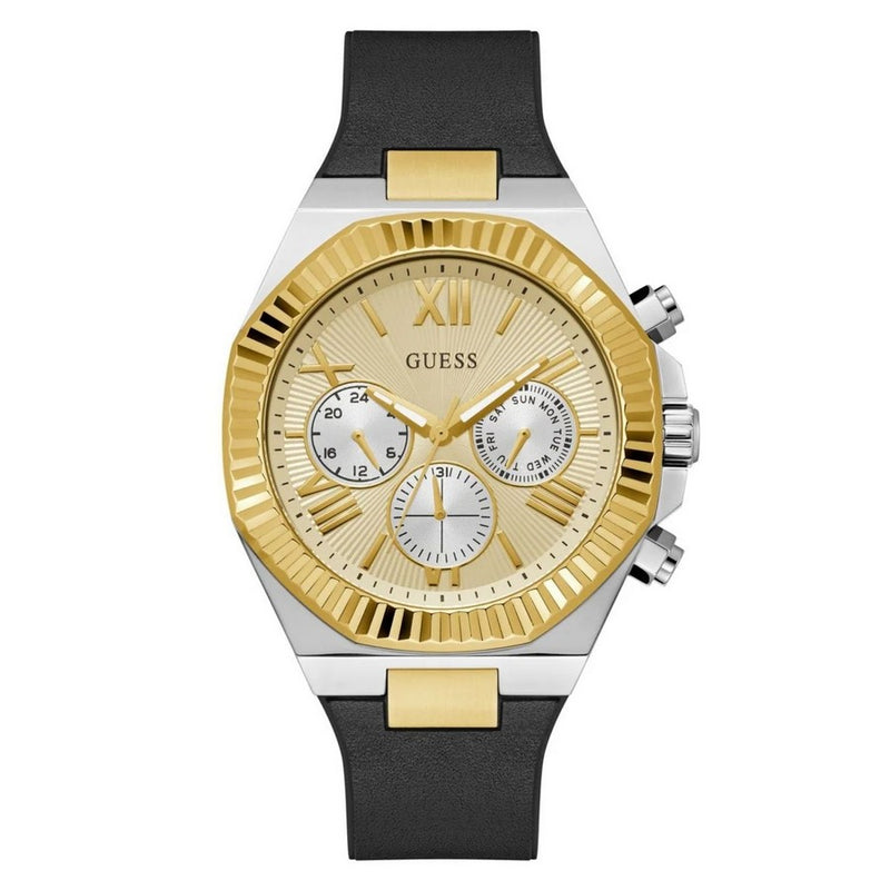Guess Men's Equity GW0791G1 Strap Gold Dial Quartz Movement Buckle Clasp 44mm Round Watch