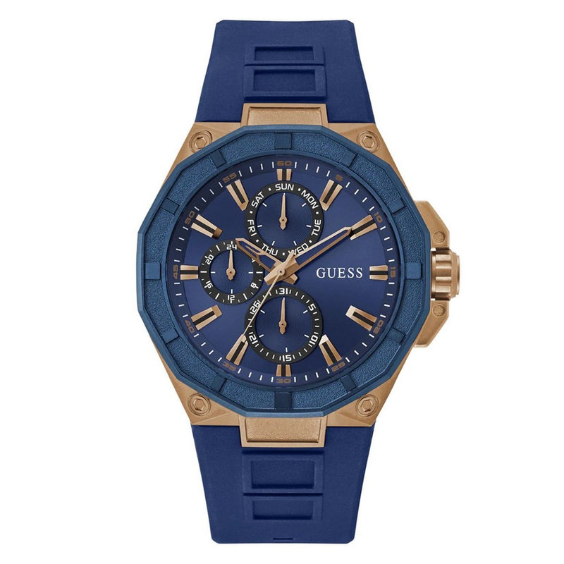 Guess Men's R2 GW0803G2 Strap Blue Dial Quartz Movement Buckle Clasp 46mm Round Watch