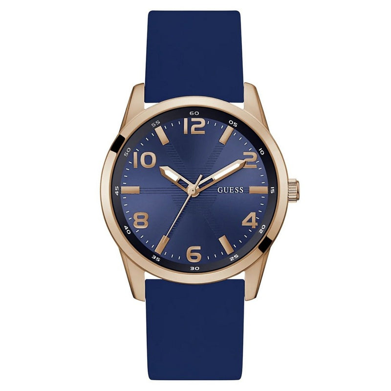 Guess Men's Monte GW0805G3 Strap Blue Dial Quartz Movement Buckle Clasp 42mm Round Watch