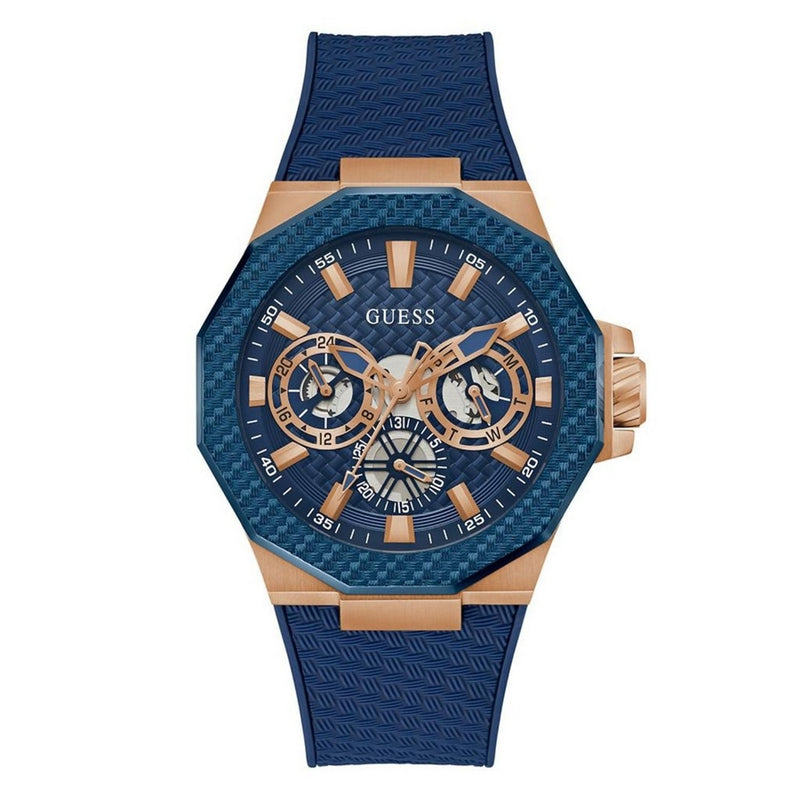Guess Men's Indy GW0853G3 Strap Blue Dial Quartz Movement Buckle Clasp 45mm Round Watch