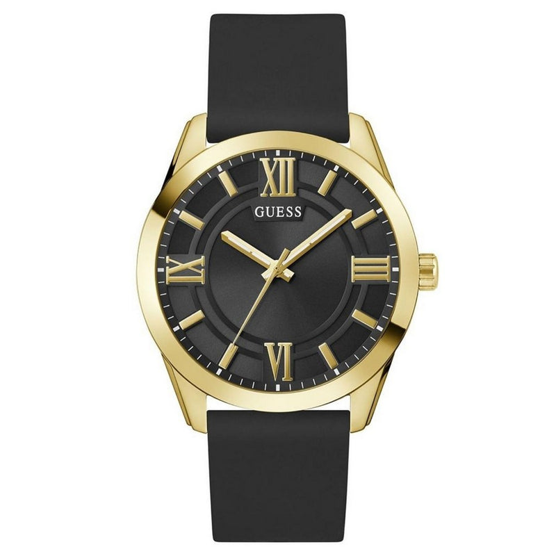 Guess Men's Elliot GW0894G2 Strap Black Dial Quartz Movement Buckle Clasp 44mm Round Watch