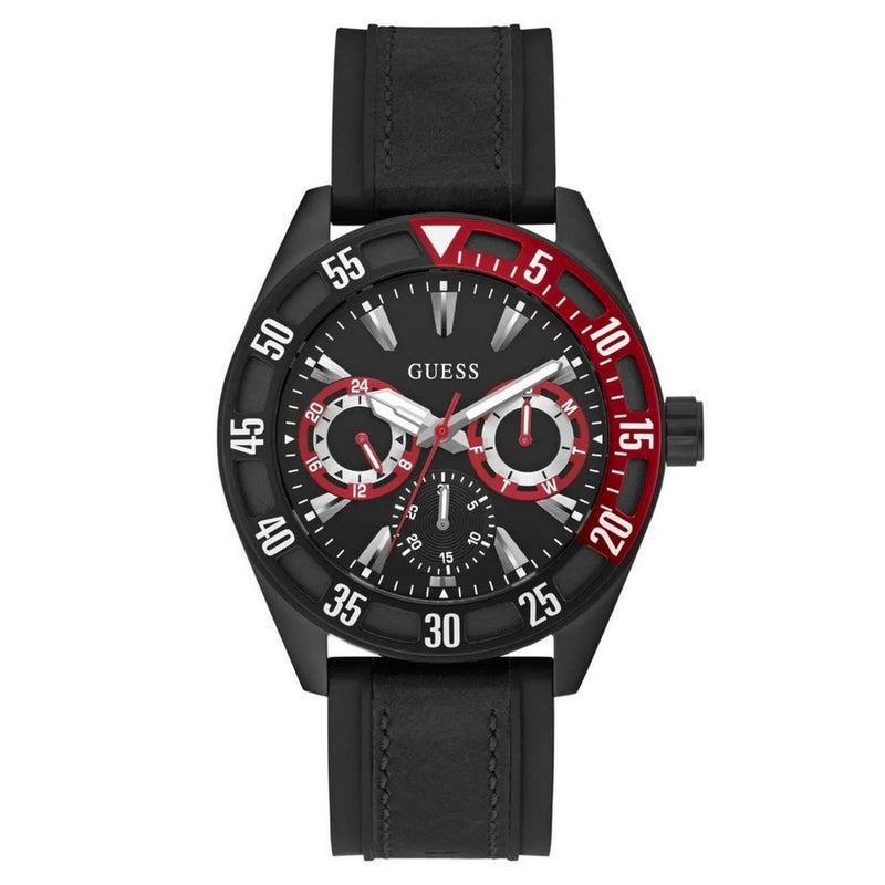 Guess Men's Letterman GW0903G2 Strap Black Dial Quartz Movement Buckle Clasp 44mm Round Watch