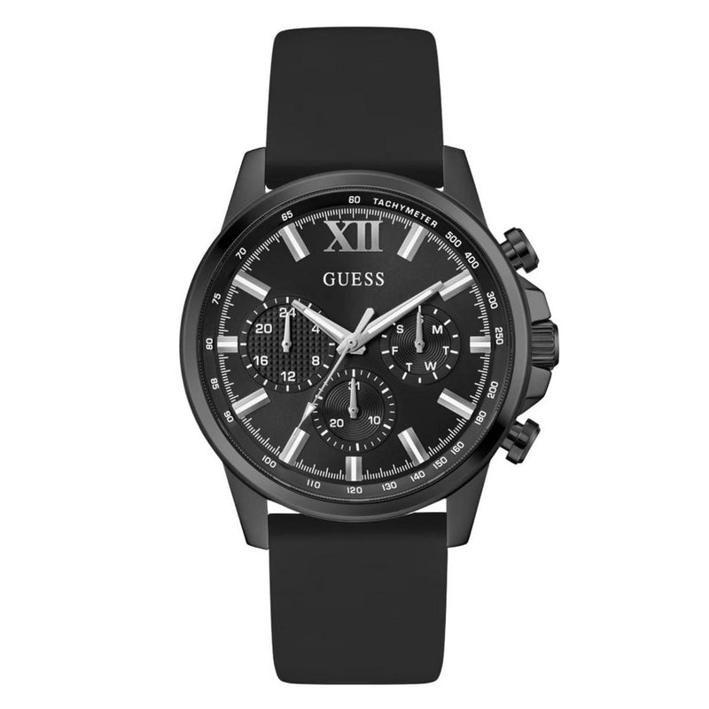 Guess Men's Walker GW0913G3 Strap Black Dial Quartz Movement Buckle Clasp 44mm Round Watch