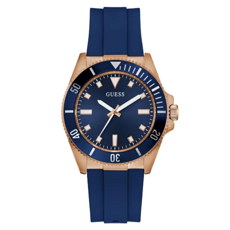 Guess Men's Cliff GW0969G3 Strap Blue Dial Quartz Movement Buckle Clasp 41mm Round Watch