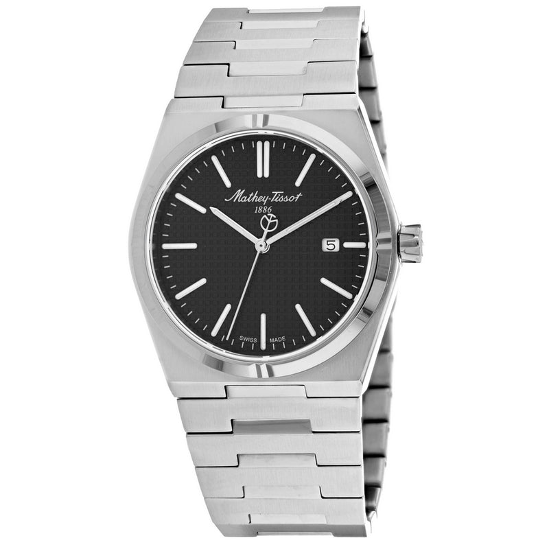 Mathey Tissot Men's Zoltan H117AN Bracelet Black Dial Quartz Movement Fold over Clasp 40mm Round Watch