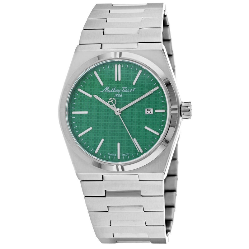 Mathey Tissot Men's Zoltan H117AV Bracelet Green Dial Quartz Movement Fold over Clasp 40mm Round Watch