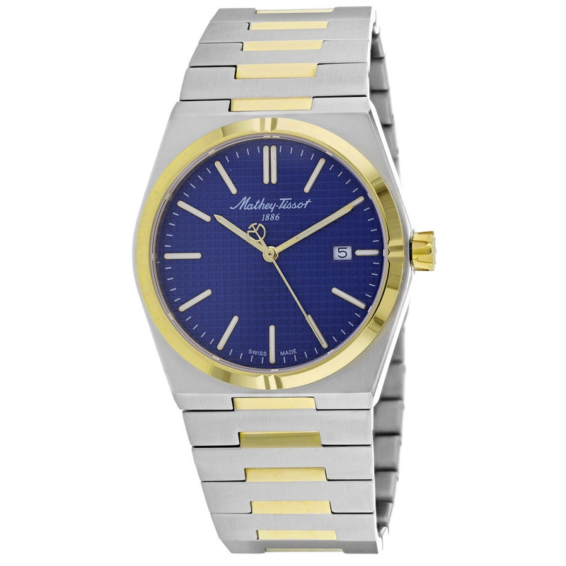 Mathey Tissot Men's Zoltan H117BBU Bracelet Blue Dial Quartz Movement Fold over Clasp 40mm Round Watch