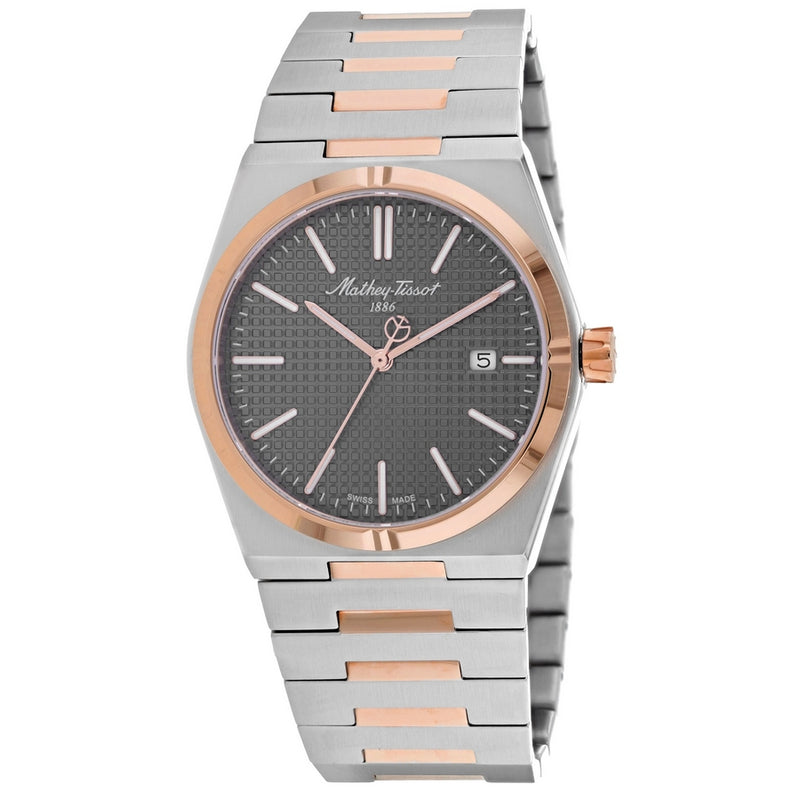 Mathey Tissot Men's Zoltan H117RS Bracelet Brown Dial Quartz Movement Fold over Clasp 40mm Round Watch