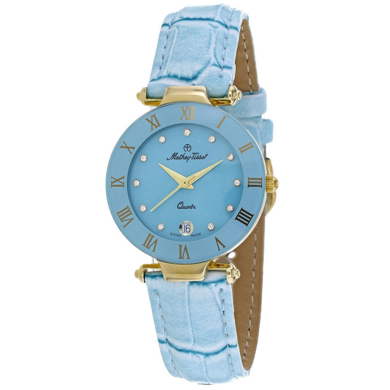Mathey Tissot Women's Coupole K231F Strap Blue Dial Quartz Movement Buckle Clasp 26mm Round Watch