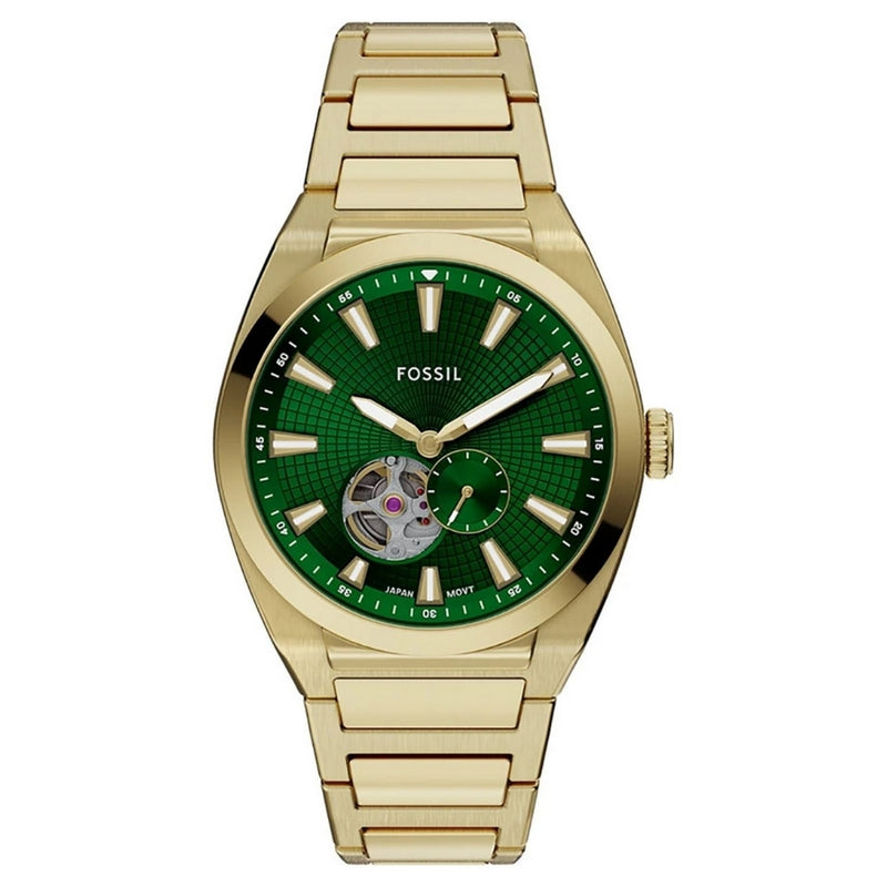 Fossil Men's Everett ME3276 Bracelet Green Dial Quartz Movement Fold over Clasp 42mm Round Watch
