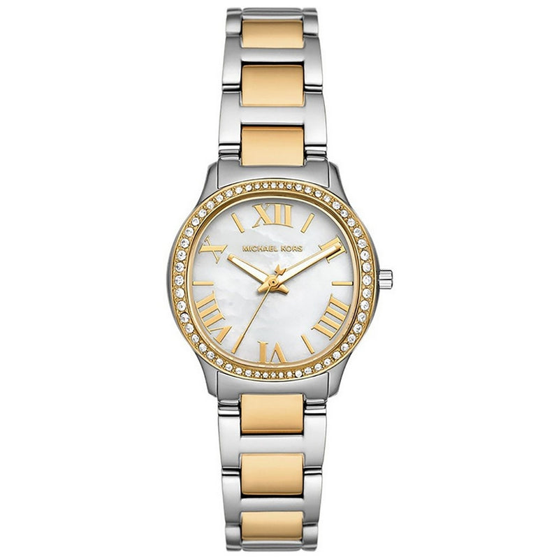 Michael Kors Women's Sage MK4910 Bracelet Mother Of Pearl Dial Quartz Movement Fold over Clasp 31mm Round Watch