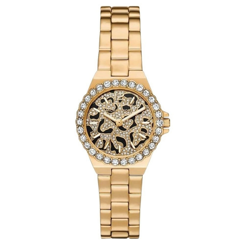 Michael Kors Women's Lennox MK7394 Bracelet Black Dial Quartz Movement Fold over Clasp 30mm Round Watch