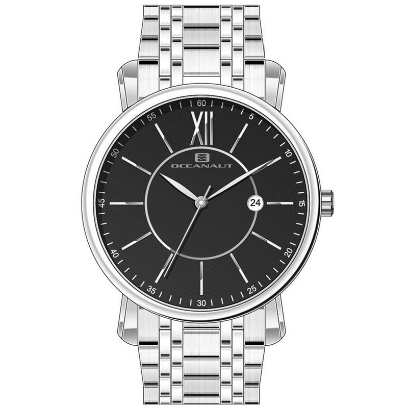 Oceanaut Men's Expedition OC4981 Bracelet Black Dial Quartz Movement Deployment Clasp 46mm Round Watch
