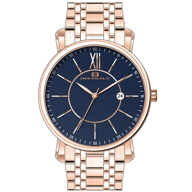 Oceanaut Men's Expedition OC4986 Bracelet Blue Dial Quartz Movement Deployment Clasp 46mm Round Watch