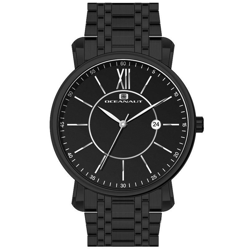 Oceanaut Men's Expedition OC4988 Bracelet Black Dial Quartz Movement Deployment Clasp 46mm Round Watch