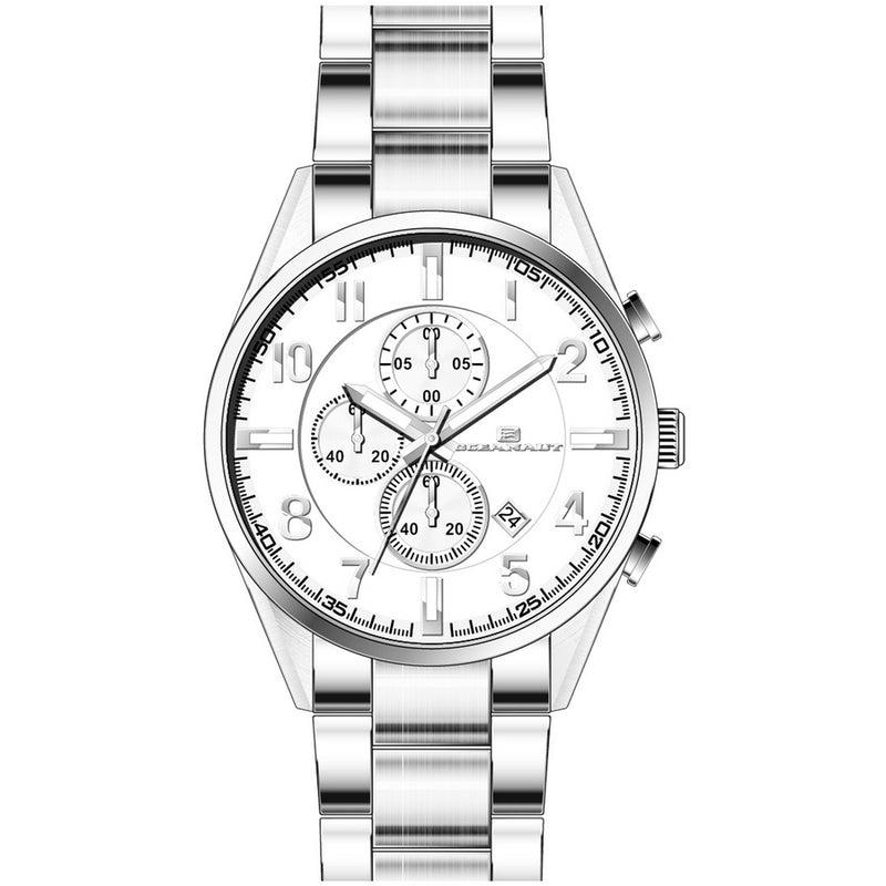Oceanaut Men's Escapade OC5850 Bracelet Silver Dial Quartz Movement Fold Over Clasp 46mm Round Watch