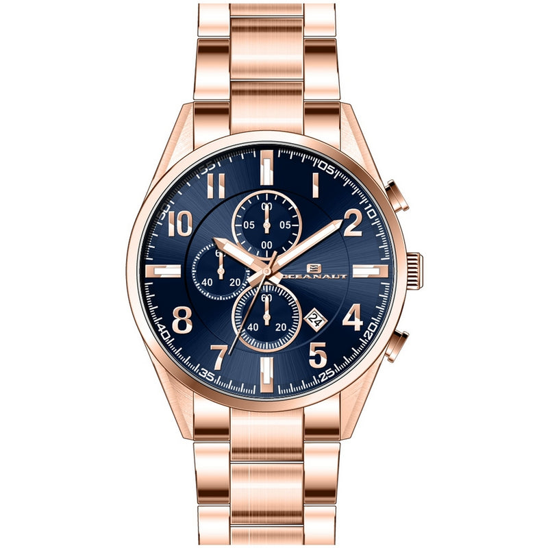 Oceanaut Men's Escapade OC5857 Bracelet Blue Dial Quartz Movement Fold Over Clasp 46mm Round Watch
